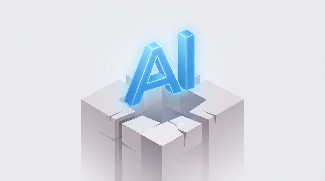 Email header: Abstract blue AI structure over a subtly fragmented foundational grid, signifying resource diversion.